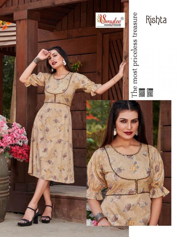 Smylee Rishta Rayon Foil Print Kurti